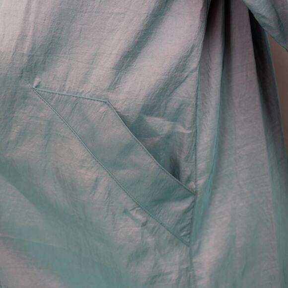 London Fog Vintage Iridescent Blue Green Trench Coat Lightweight Size 4 Petite - Picture 3 of 6